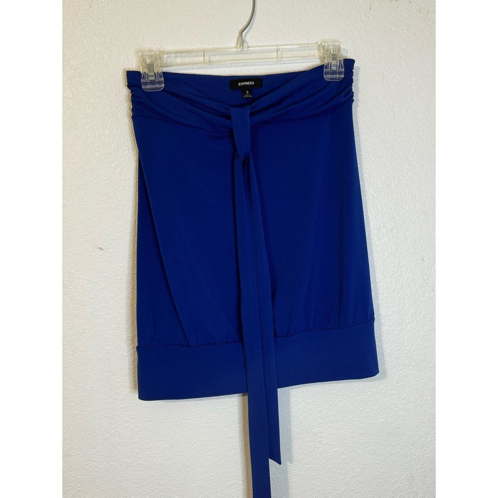 Express Blue Strapless Halter Tie Front Top Stretch Womens Small